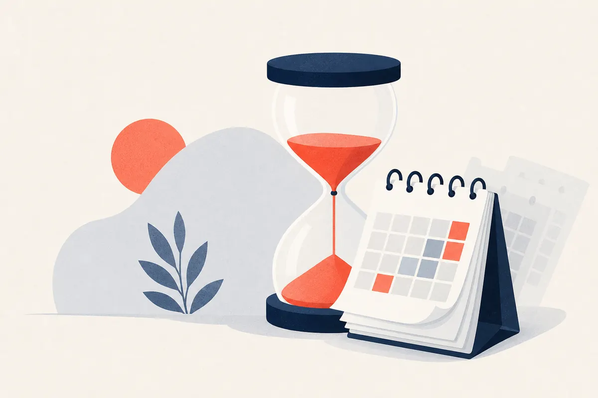 Un sablier et des pages de calendrier qui s'effacent