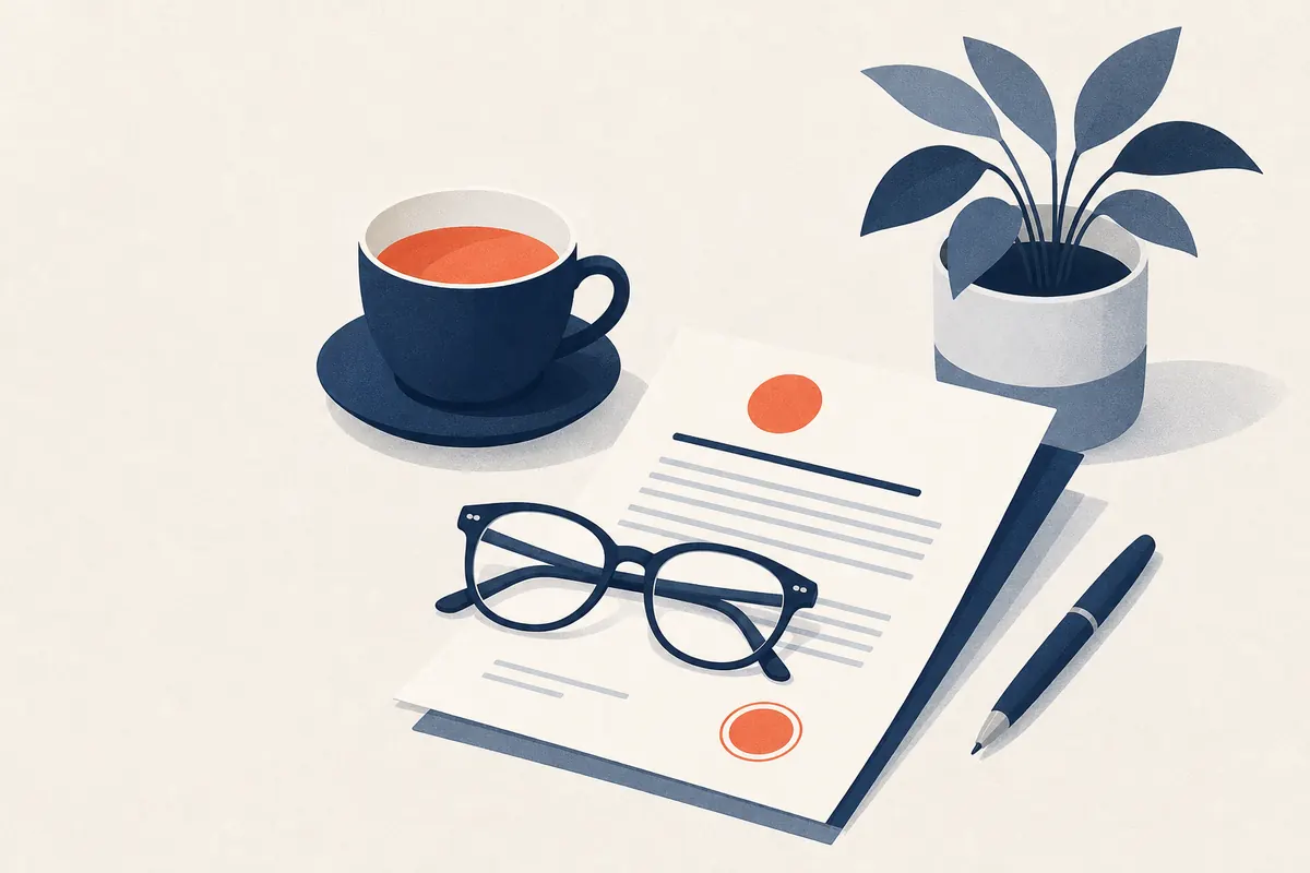 Des lunettes posées sur un contrat de prêt