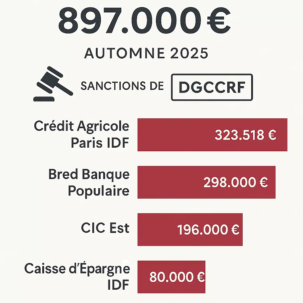 Montants des sanctions DGCCRF contre les banques pour non-respect de la loi Lemoine en 2025