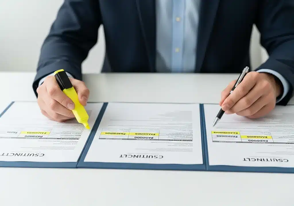 Expert comparant les plafonds, franchises et exclusions d’assurances sur plusieurs contrats