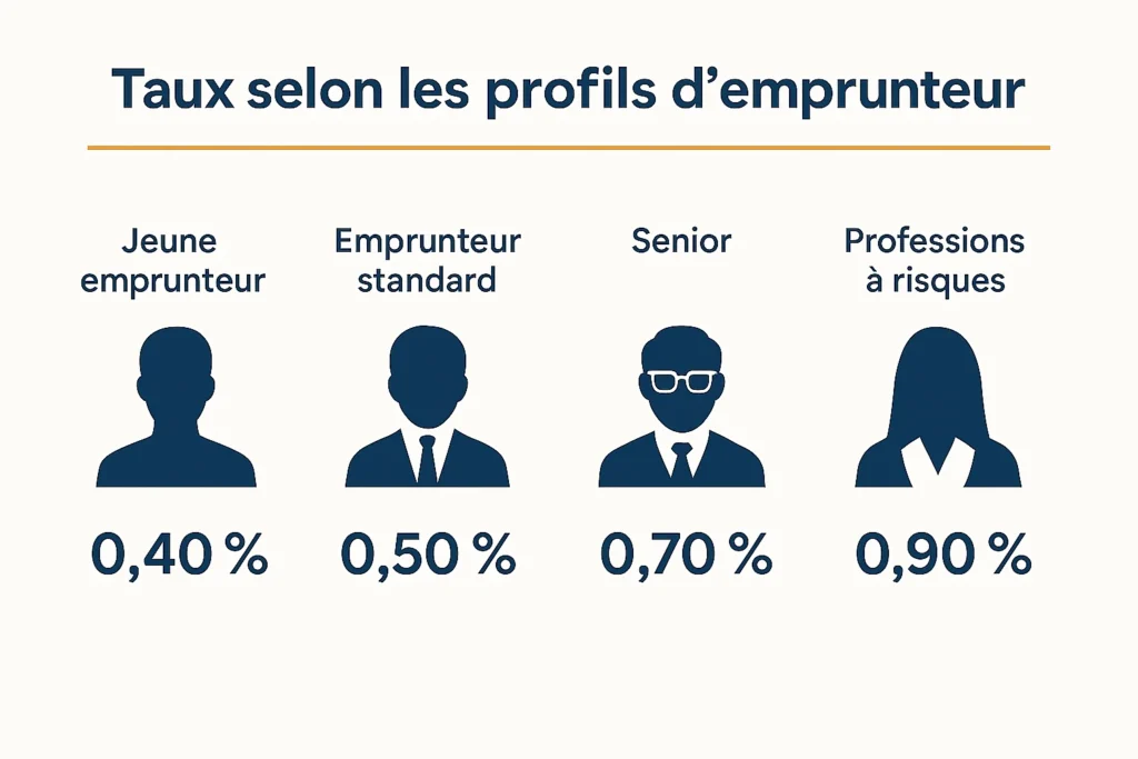 Exemples de taux d'assurance selon les profils d'emprunteurs 2025