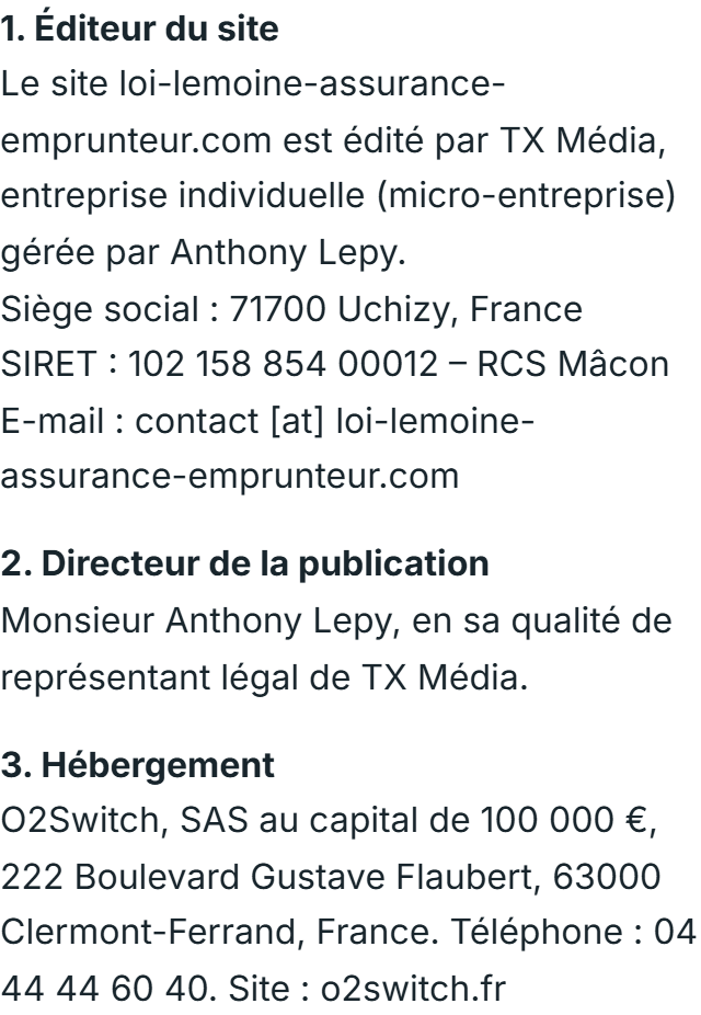 Éditeur, directeur de la publication et hébergeur du site